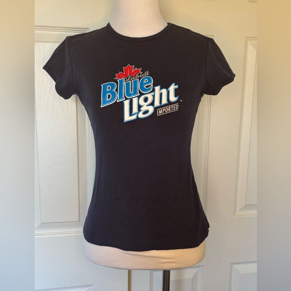 Bella Navy Tee with Blue & White 'Blue Light' Logo